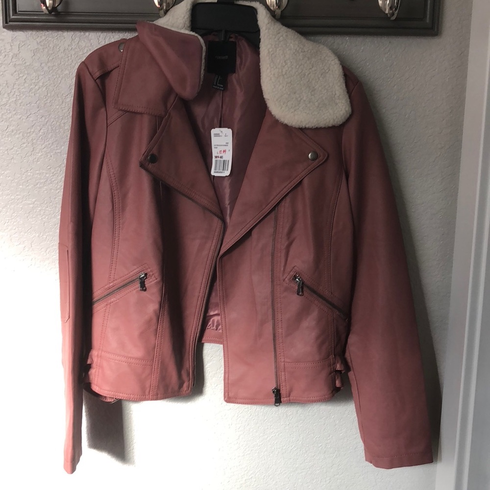 NWT L Blush Forever 21 Faux Leather Jacket
